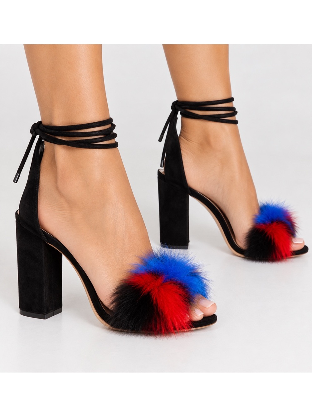 Loeffler Randall fox fur sandals